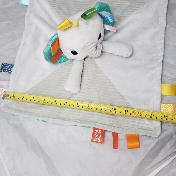 Bright Starts Cuddle‘nTags Elephant Taggie  Lovie Lovey Baby Comfort Blanket EUC - Picture 15 of 16